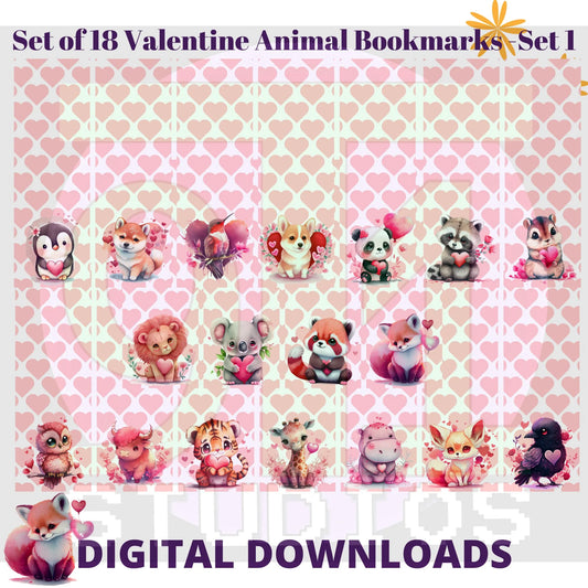 Valentine Animal Bookmarks Set 1