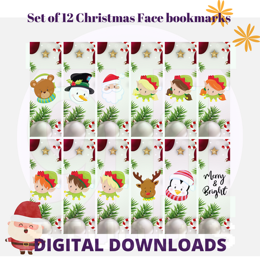 Christmas Face Bookmarks