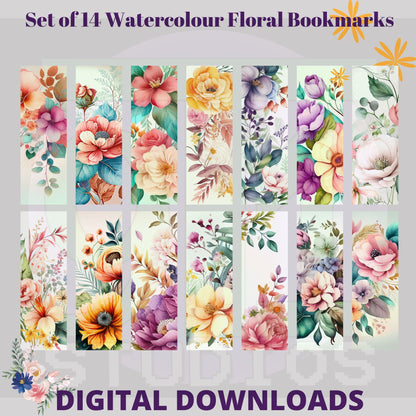 Watercolour Floral Bookmarks