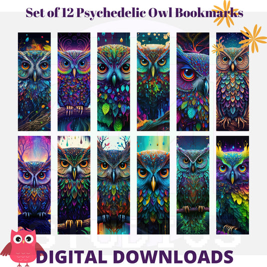 Psychedelic Owl Bookmarks