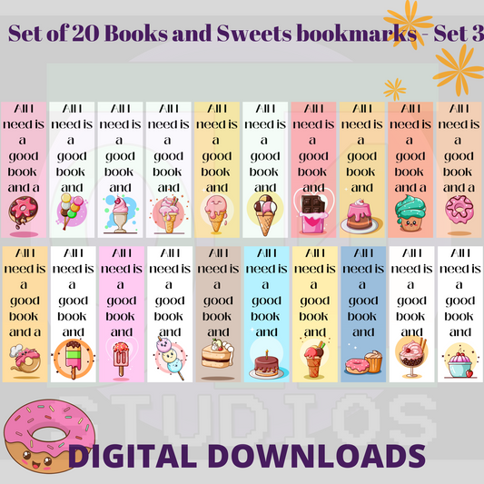 Books And Sweets Bookmarks Set 3