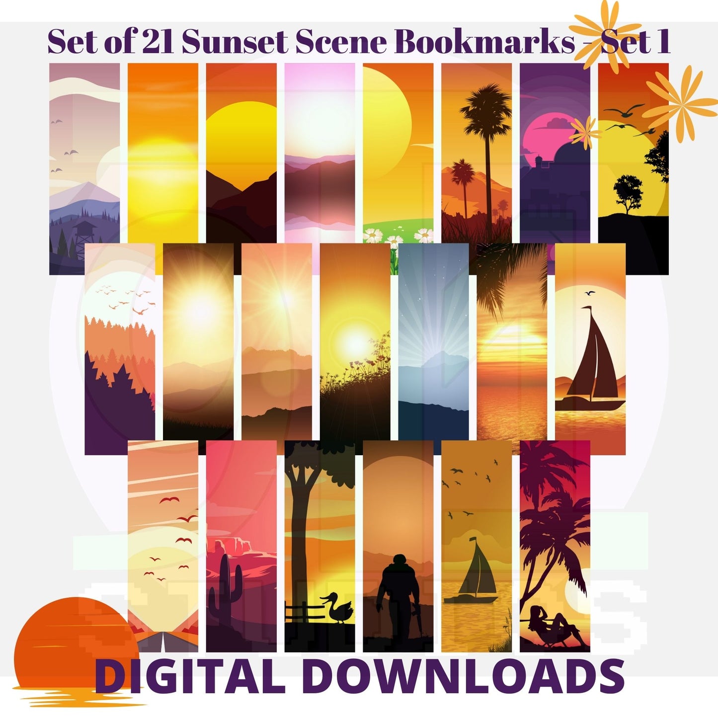 Sunset Bookmarks Set 1