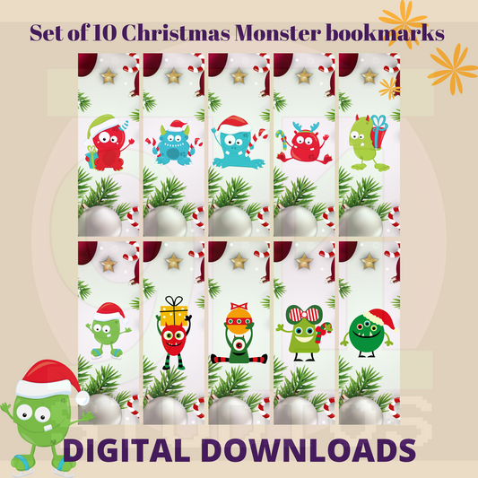 Christmas Monster Bookmarks