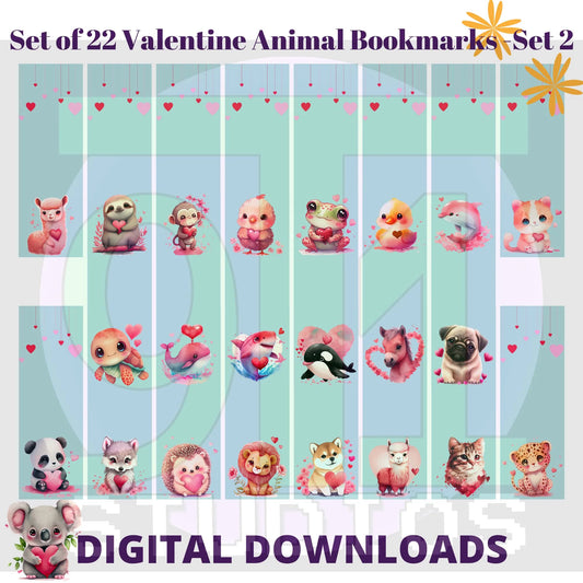 Valentine Animal Bookmarks Set 2