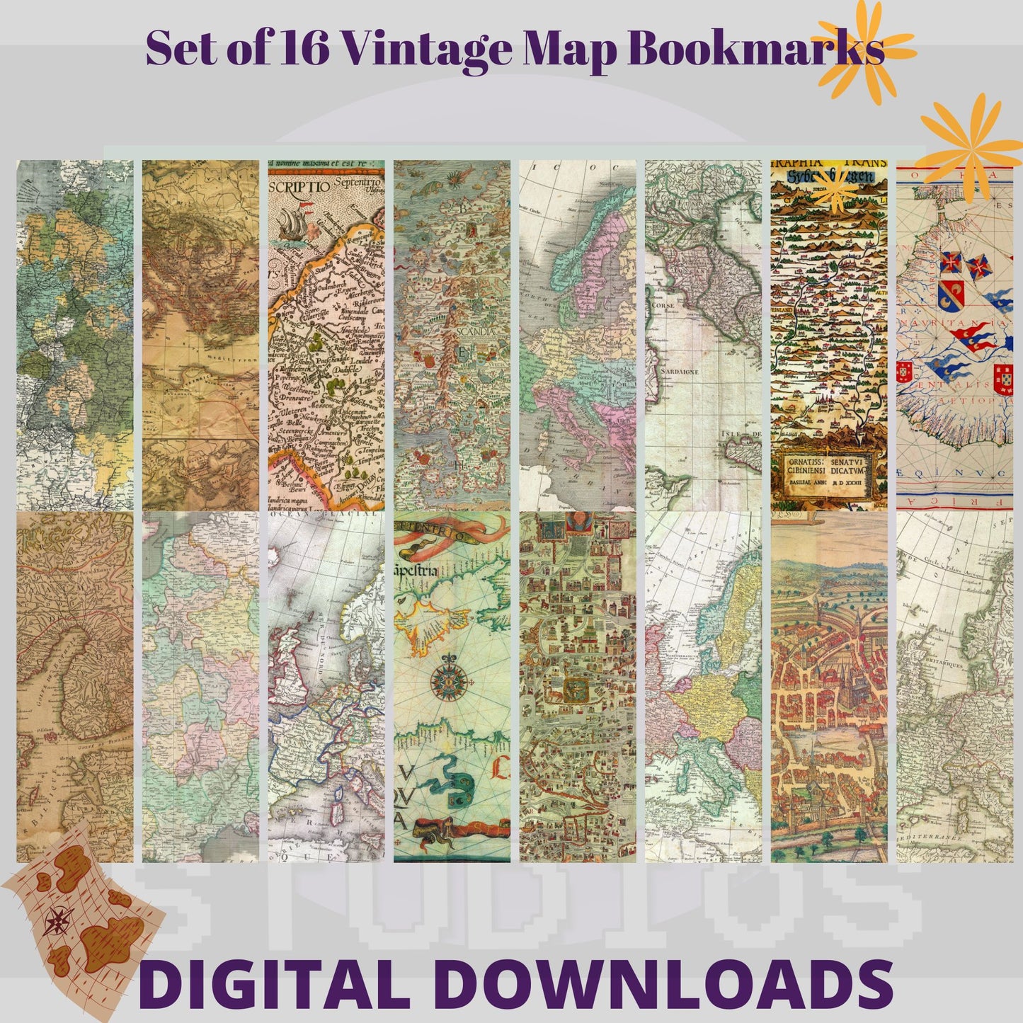 Vintage Map Bookmarks