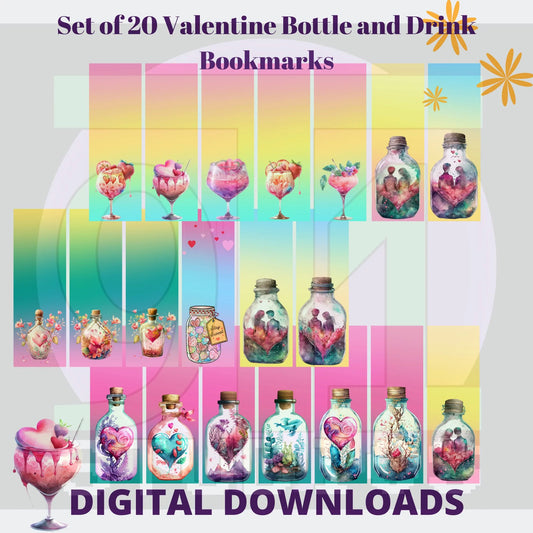 Valentine Bottle And Drinks Bookmarks