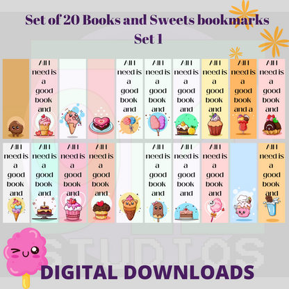 Books And Sweets Bookmarks Set 1