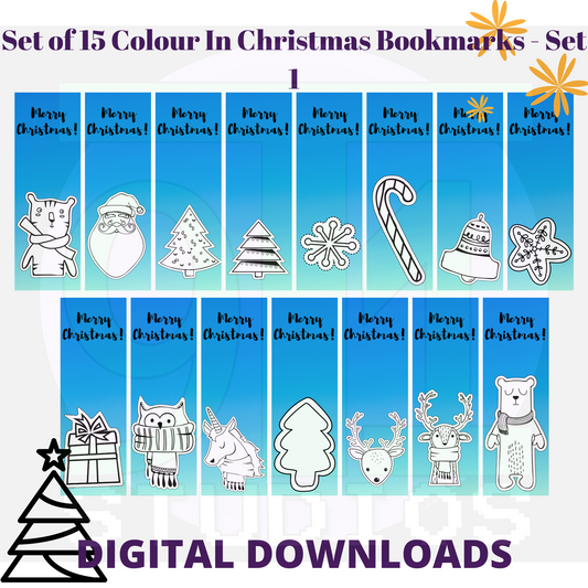 Colour In Christmas Bookmarks Set 1