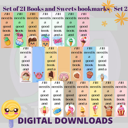 Books And Sweets Bookmarks Set 2