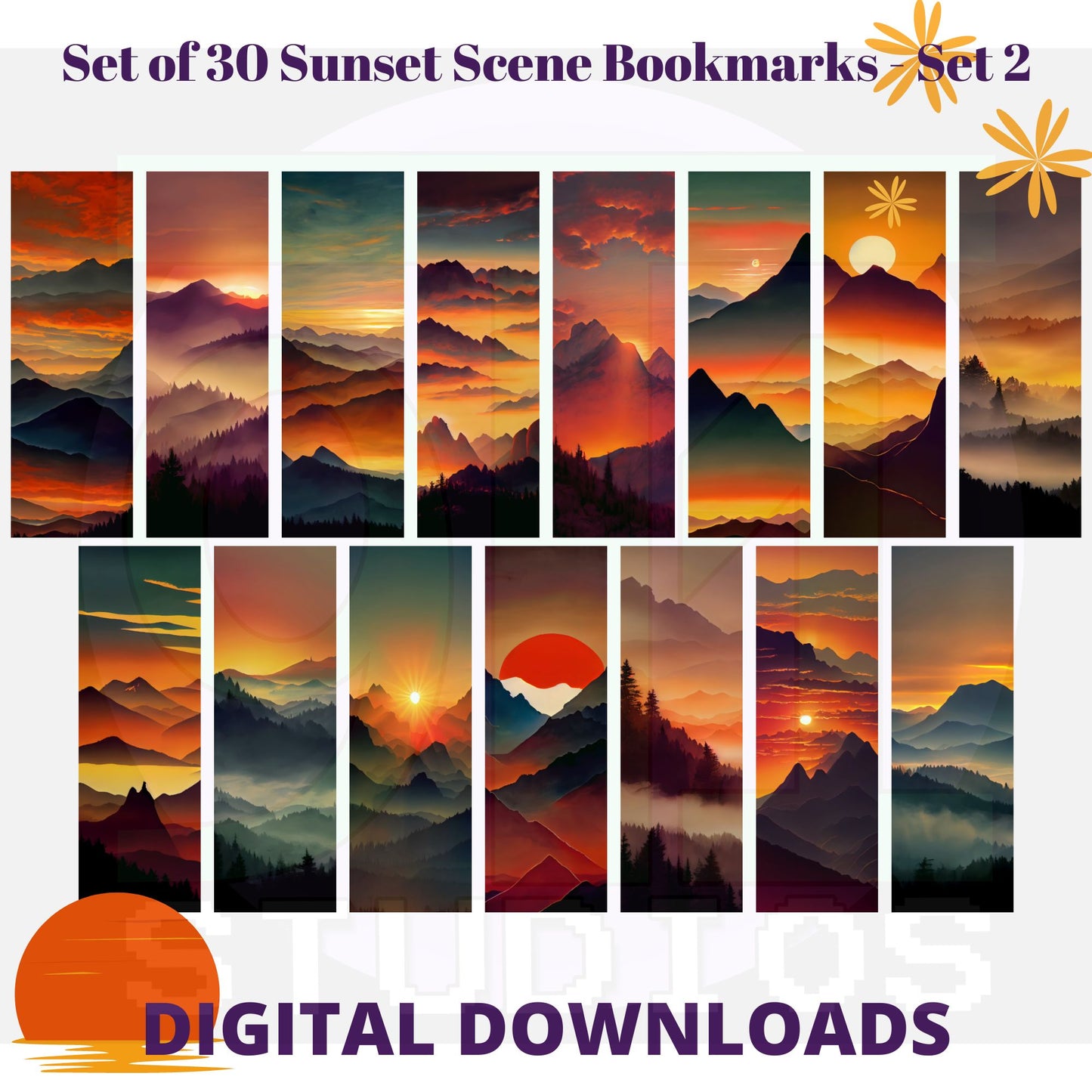 Sunset Bookmarks Set 2