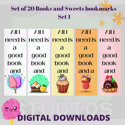 Books And Sweets Bookmarks Set 1