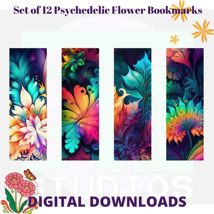 Psychedelic Flower Bookmarks