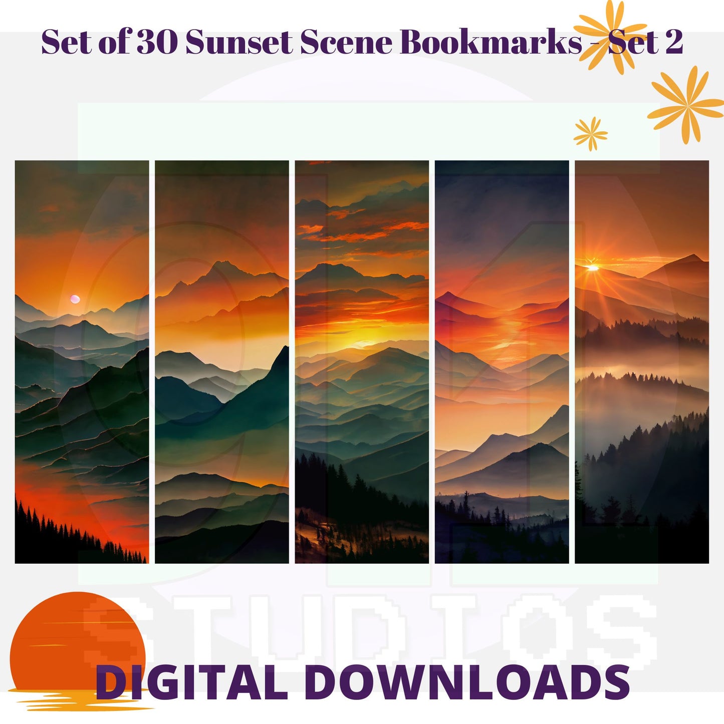 Sunset Bookmarks Set 2