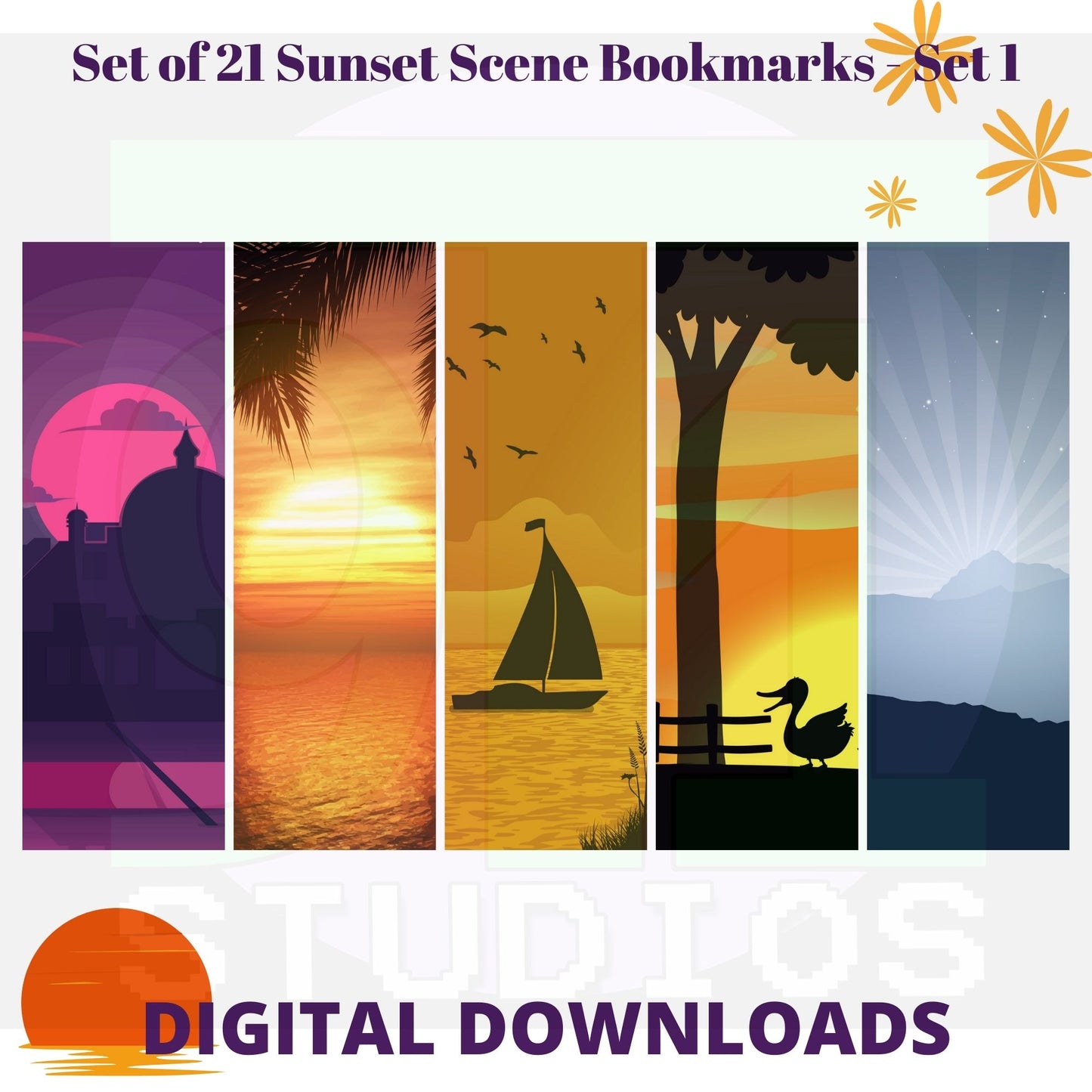 Sunset Bookmarks Set 1