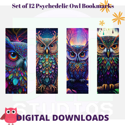 Psychedelic Owl Bookmarks