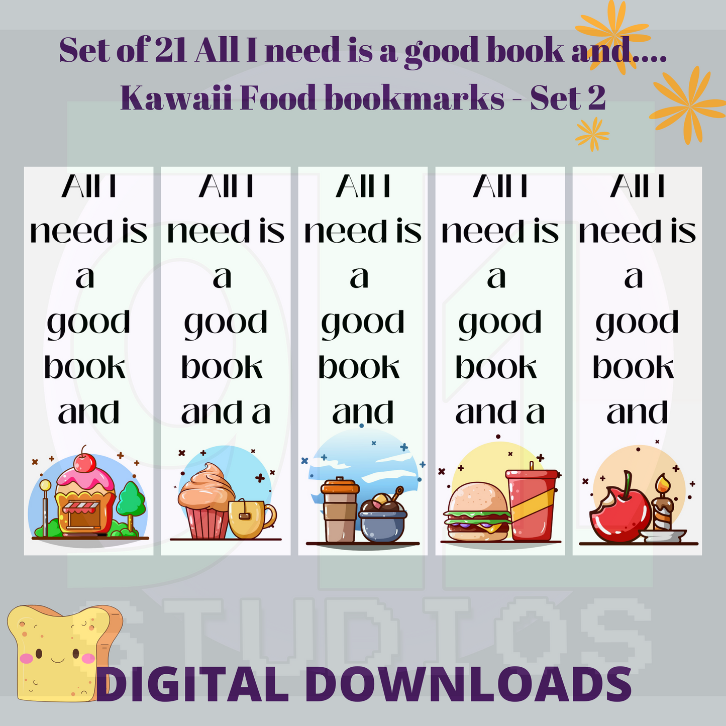 Books And Sweets Bookmarks Set 2