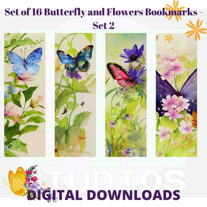 Butterfly and Flower Bookmarks Set 2