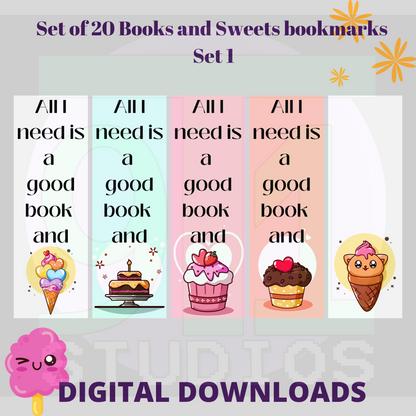 Books And Sweets Bookmarks Set 1