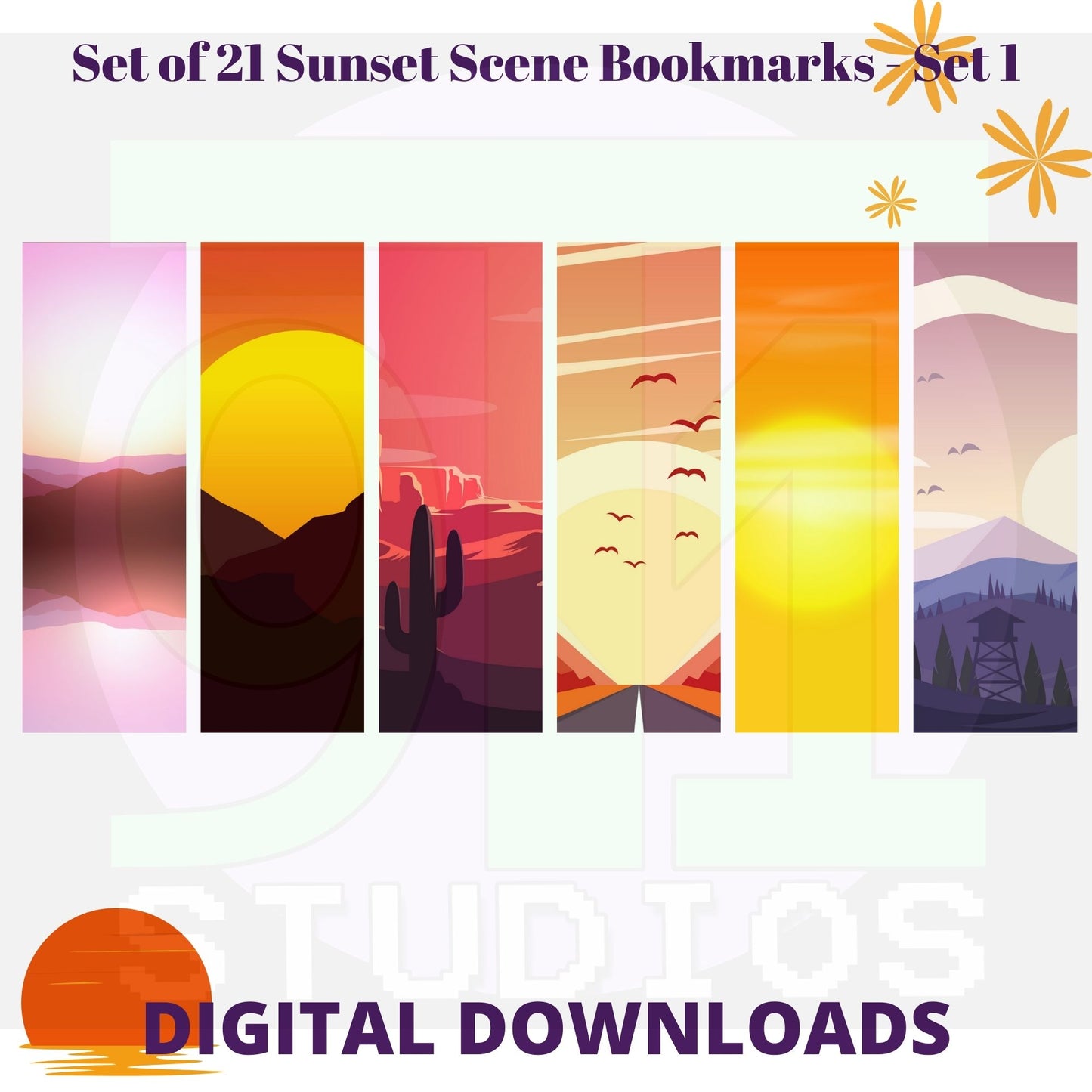 Sunset Bookmarks Set 1