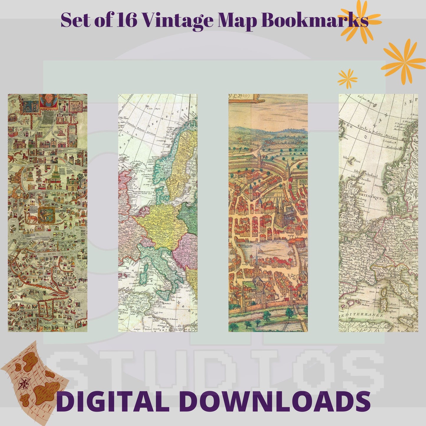 Vintage Map Bookmarks