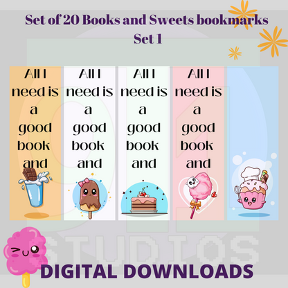 Books And Sweets Bookmarks Set 1