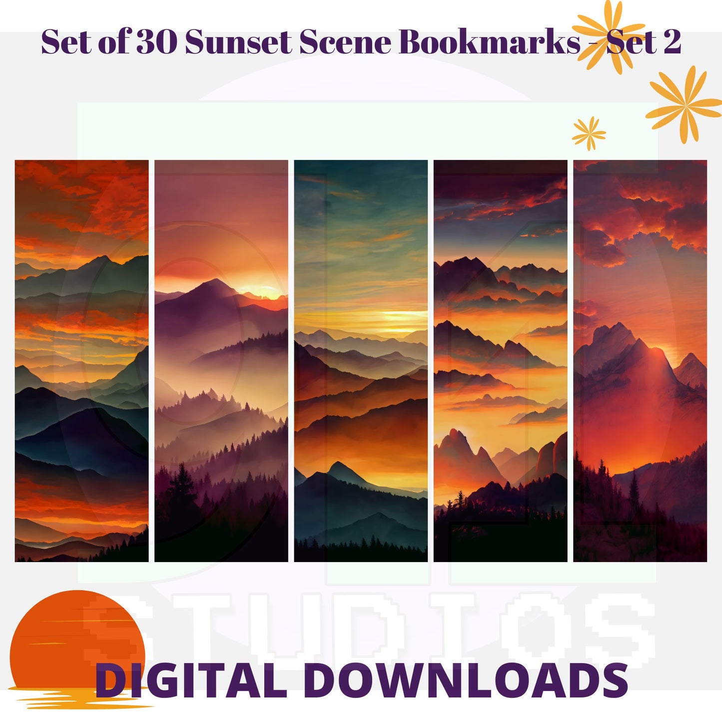 Sunset Bookmarks Set 2