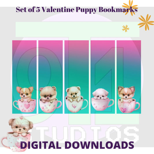 Valentine Puppy Bookmarks